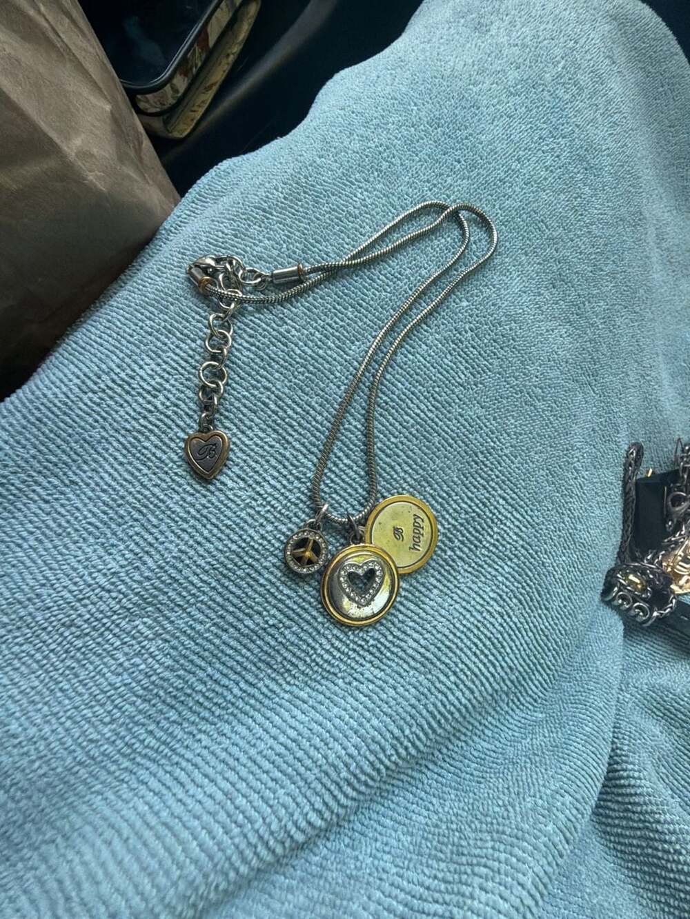 Brighton B Happy Two-Tone Peace and Heart Charm Necklace